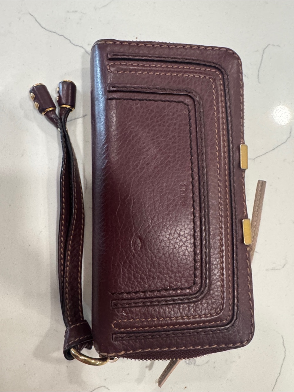 Chloe Brown Leather Wristlet Phone Case with Wrist Strap